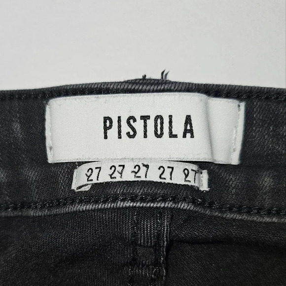 Pistola Aces High Black Distressed Hi-Rise Straight Leg Jeans Stretch Raw Hem - Picture 6 of 8
